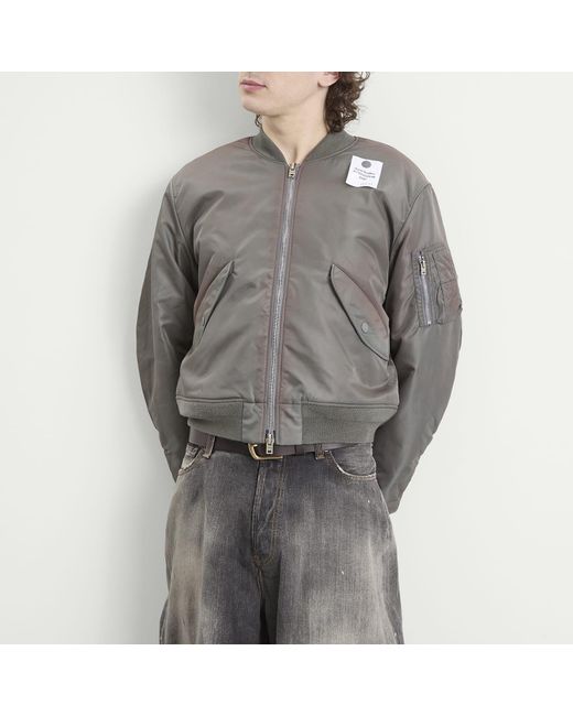 Acne Gray Nylon Bomber Jacket for men