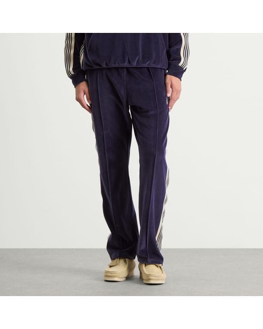 Needles Blue Velour Narrow Track Pants for men