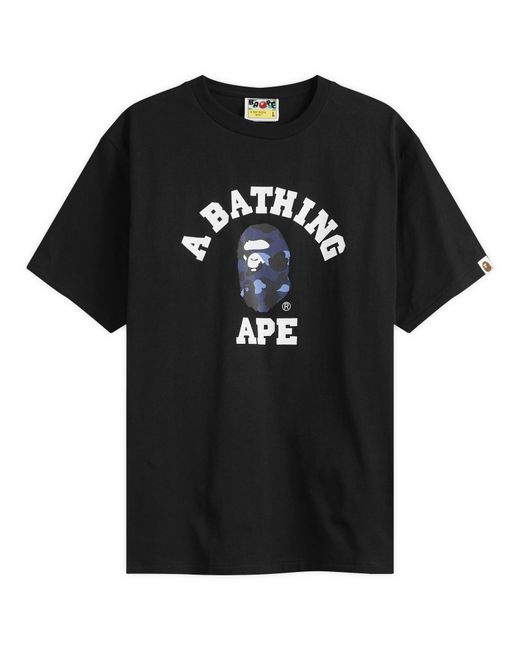 A Bathing Ape Black Colour Camo College T-Shirt for men