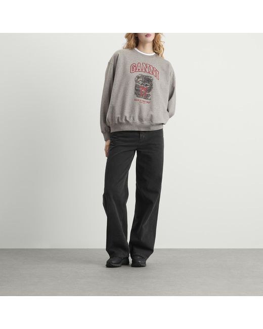 Ganni Gray Isoli Crewneck Sweatshirt