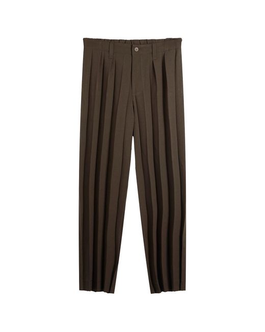 Homme Plissé Issey Miyake Brown Edge Ensemble Trousers for men