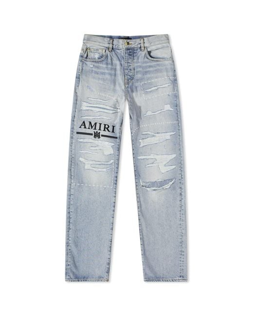 Amiri Blue Ma Bar Logo Straight Jeans for men