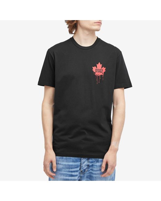 DSquared² Black Maple Leaf Logo T-Shirt for men