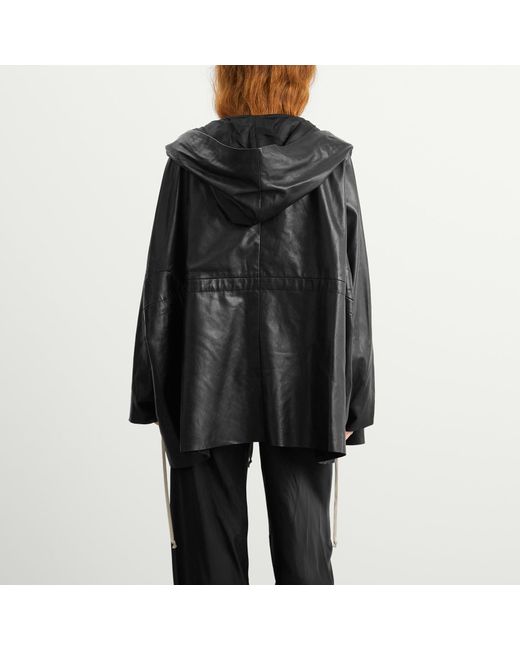 Rick Owens Black Zip Front Hooded Jacket