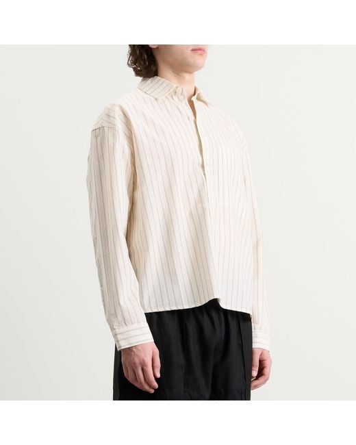 MKI Miyuki-Zoku White Seersucker Stripe Box Dress Shirt for men