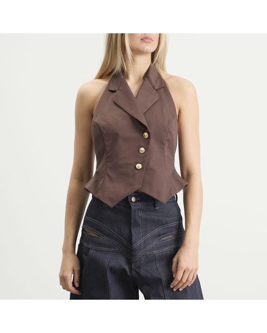 Tolu Coker Brown Halter Waistcoat