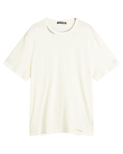Cole Buxton White Distressed Cole T-Shirt for men