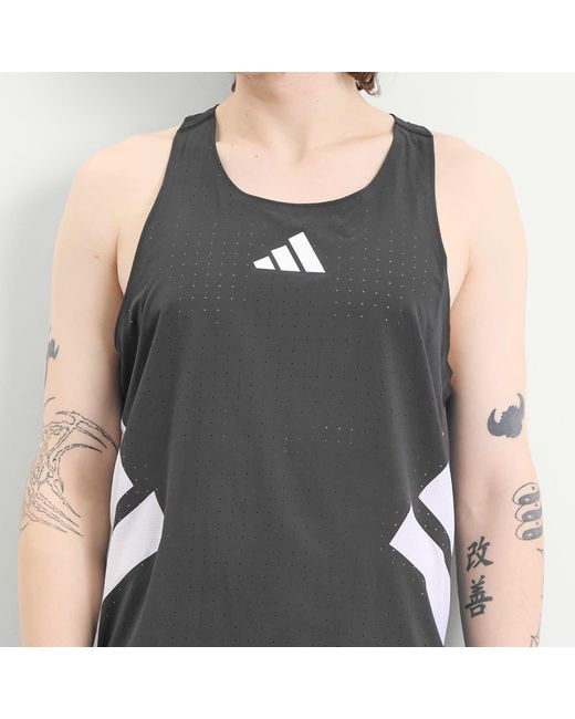 Adidas Originals Black Adidas Adizero Road To Records Tank Top for men