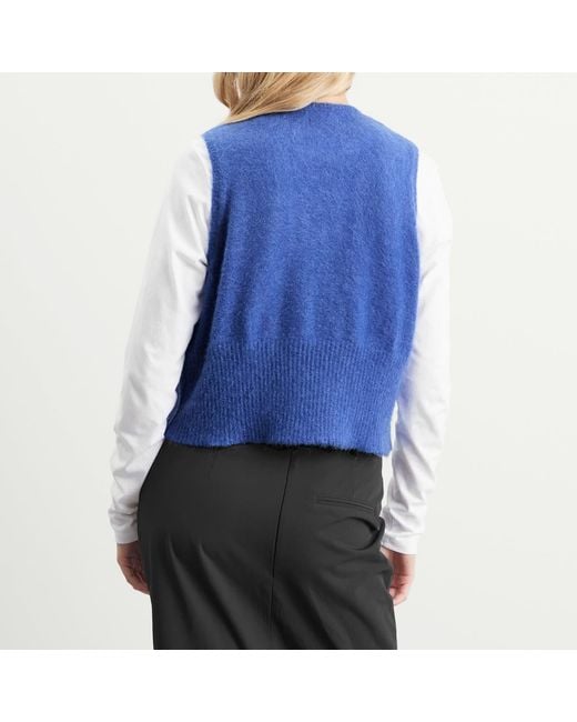 Beams Boy Blue China Button Knit Vest