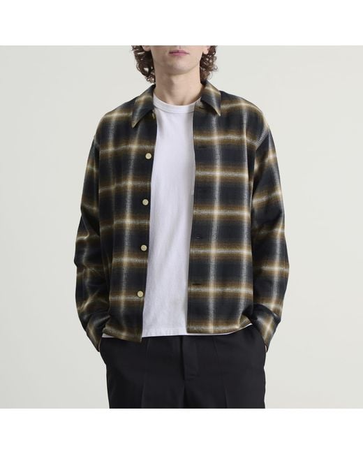 Second/Layer Green Second Layer Logan Ombre Long Sleeve Check Shirt for men