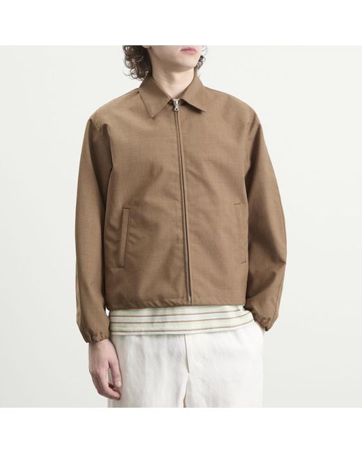 Auralee Green Bonded Tropical Wool Zip Blouson for men