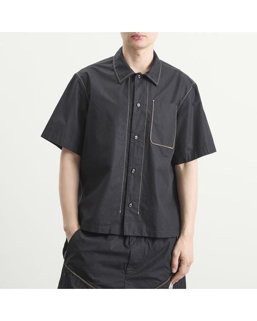 Moncler Black Contrast Stitch Shirt for men