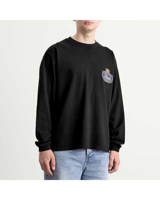 Rhude Black Safari Crest Long Sleeve T-Shirt for men