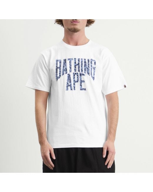 A Bathing Ape White Wild Leopard Nyc Logo T-Shirt for men