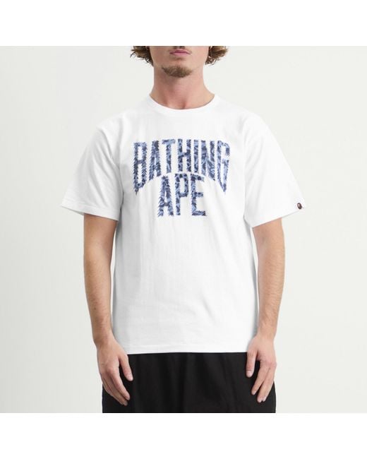 A Bathing Ape White Wild Leopard Nyc Logo T-Shirt for men