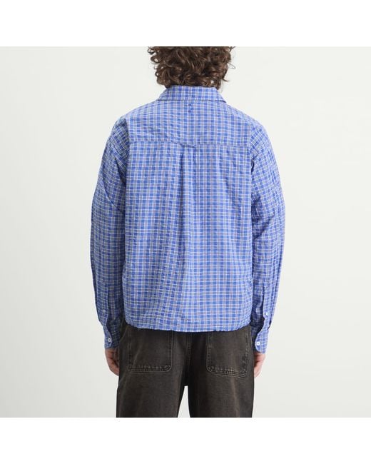 About Blank Blue Raw Hem Check Shirt for men