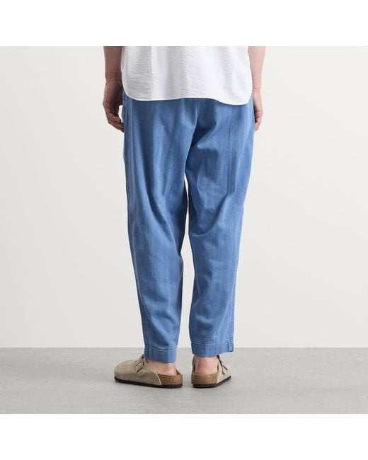 Universal Works Blue Herringbone Rec. Pleated Track Pant for men