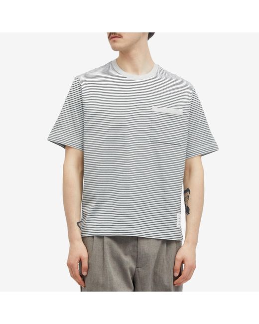 Thom Browne Gray Oversized Pocket Stripe T-Shirt for men