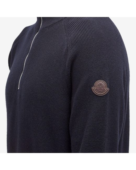 Moncler Blue Zip Through Knit Jacket for men