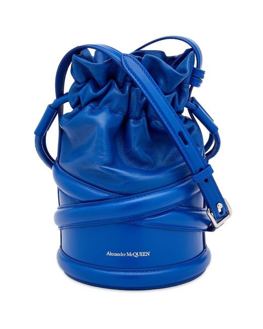 Alexander McQueen Blue Soft Curve Bucket Bag With Drawstring
