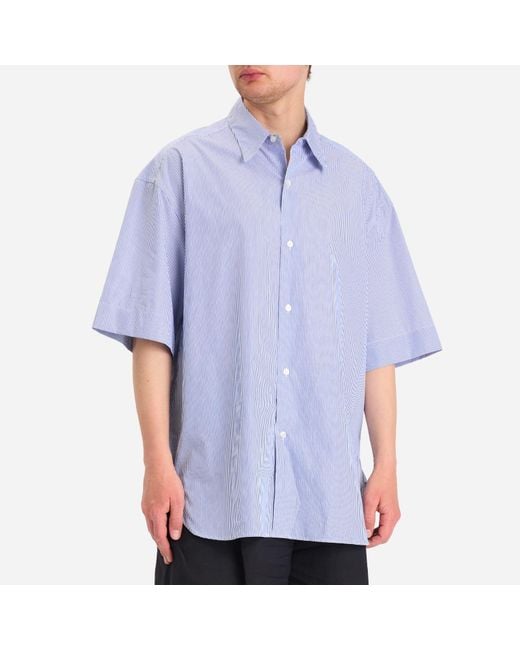 Studio Nicholson Blue Sorono Stripe Short Sleeve Shirt for men