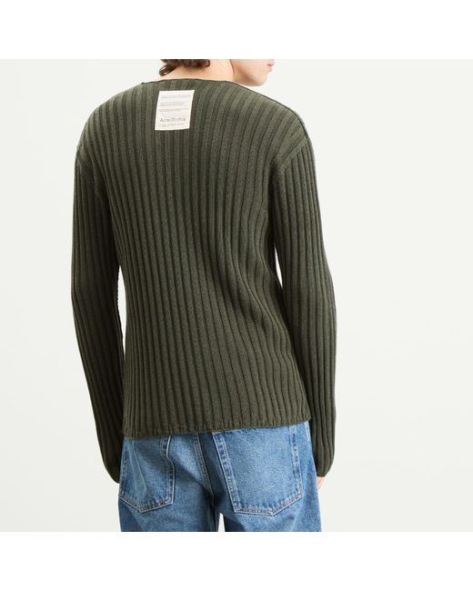 Acne Green Kartic Cotton Core Ribbed Jumper for men