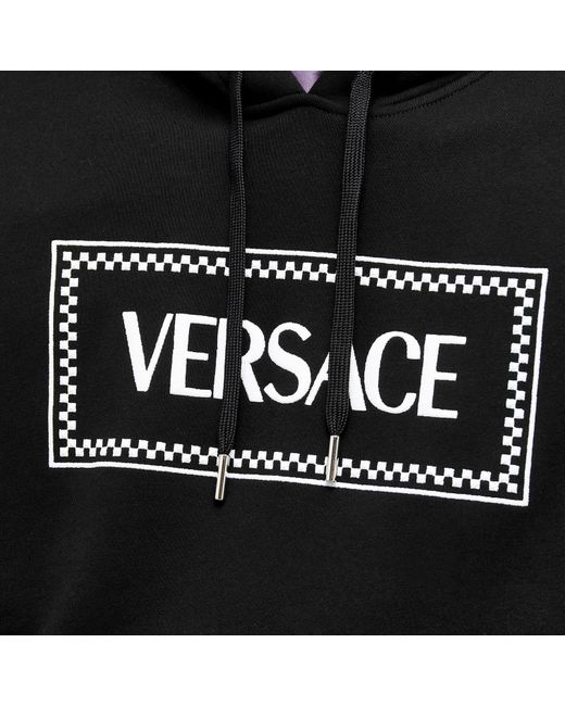 Versace Black Tile Logo Popover Hoody for men