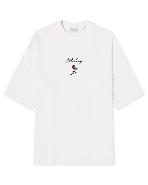 Burberry White Rose Logo T-Shirt for men