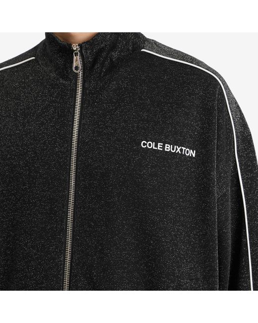 Cole Buxton Black Glitter Piped Track Jacket for men