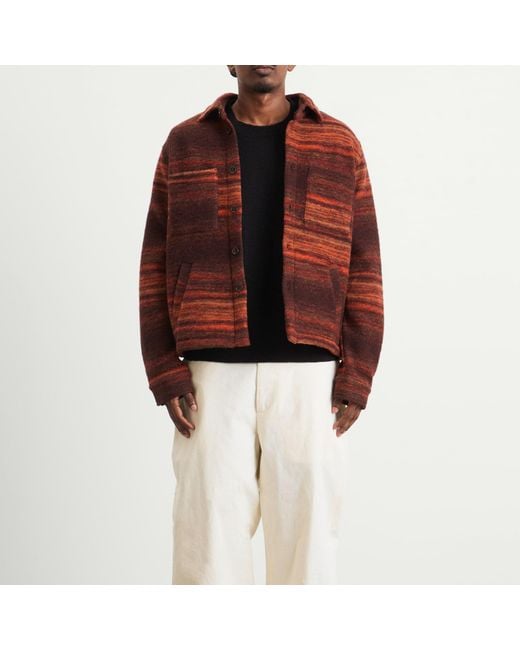 Percival Brown Missisipi Boiled Wool Jacquard Overshirt for men