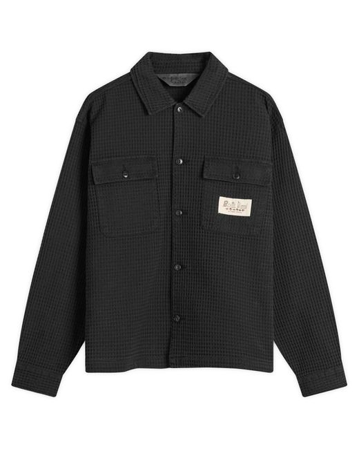 Brain Dead Black Waffle Button Front Overshirt for men