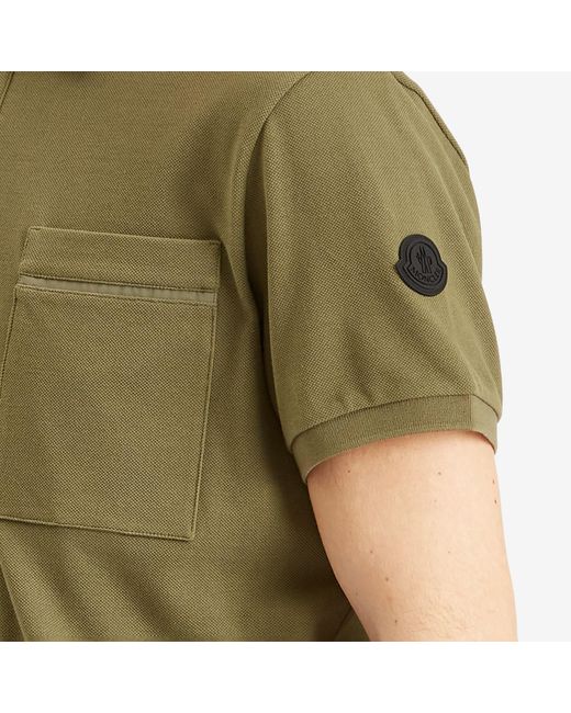 Moncler Green Cotton Piquet Polo for men