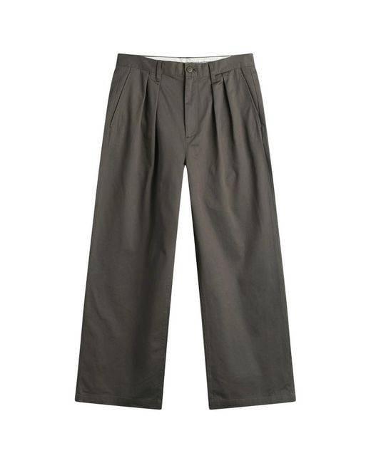 Beams Plus Gray New Wide Pleated Chino for men