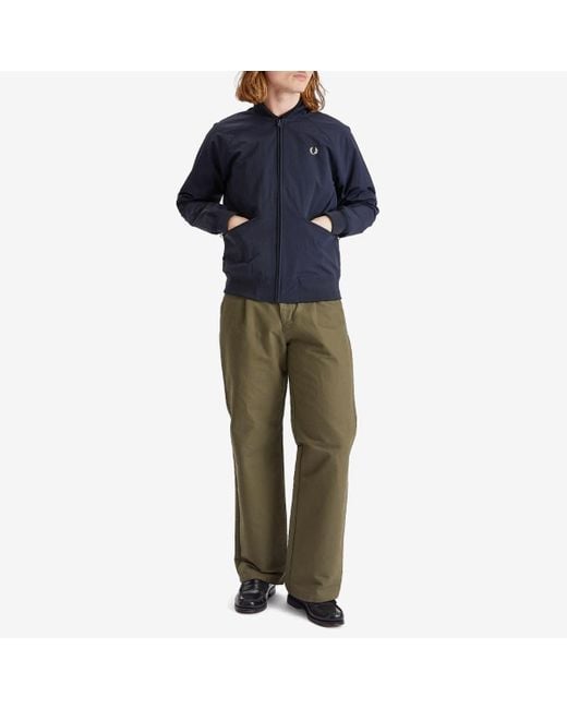 Fred Perry Textured Tennis Bomber Jacket in Blue for Men | Lyst