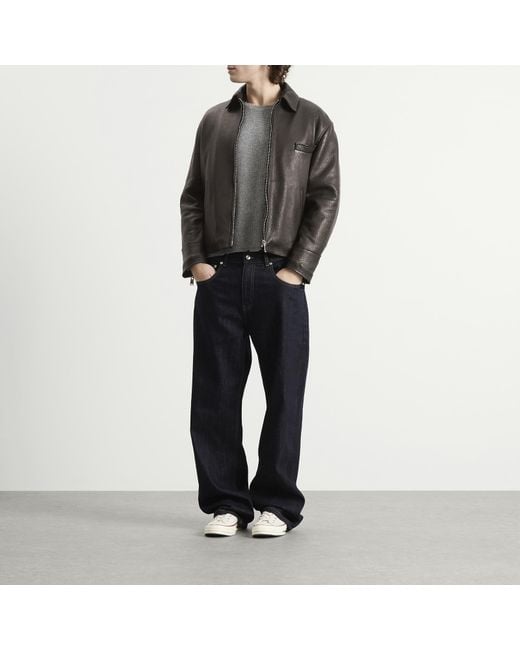 Second/Layer Black Second Layer Rider Leather Jacket for men