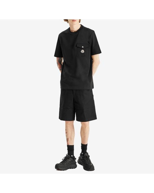 Moncler Black Cotton Gaberdine Shorts for men