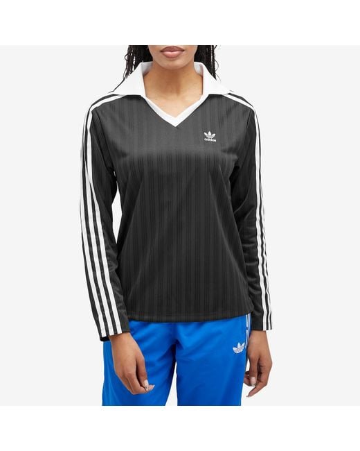 adidas V-Neck Long Sleeve T-Shirt in Black | Lyst Canada