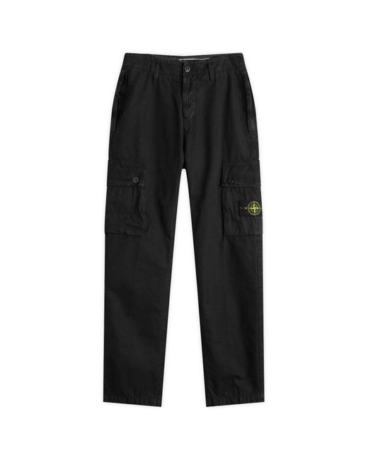 Stone Island Black Old Effect Brushed Cotton Canvas Cargo Pants for men