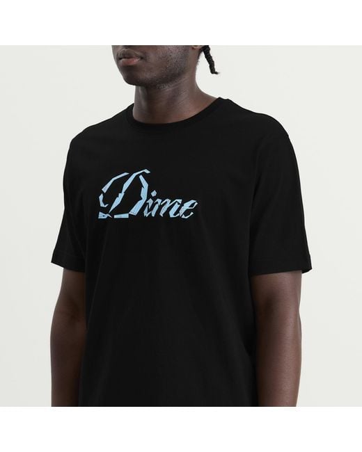 Dime Black Cursive Paper Cut T-Shirt for men