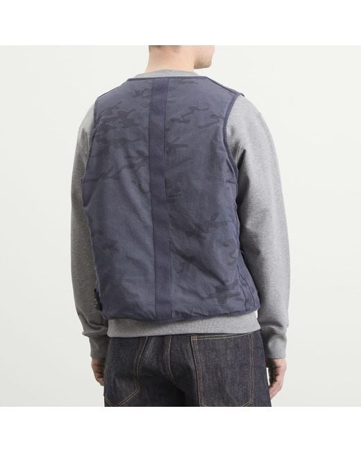 Stone Island Blue Faded Camo Ripstop-Tc Utility Vest for men
