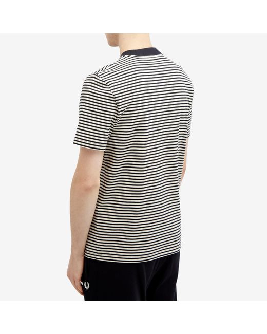 Fred Perry Black Fine Stripe Heavyweight T-Shirt for men