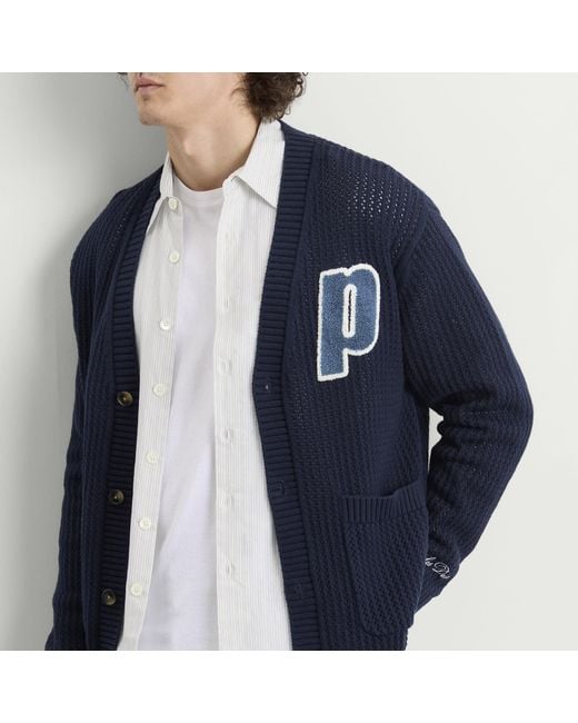 Les Deux Blue Prince Lace Knitted Cardigan for men