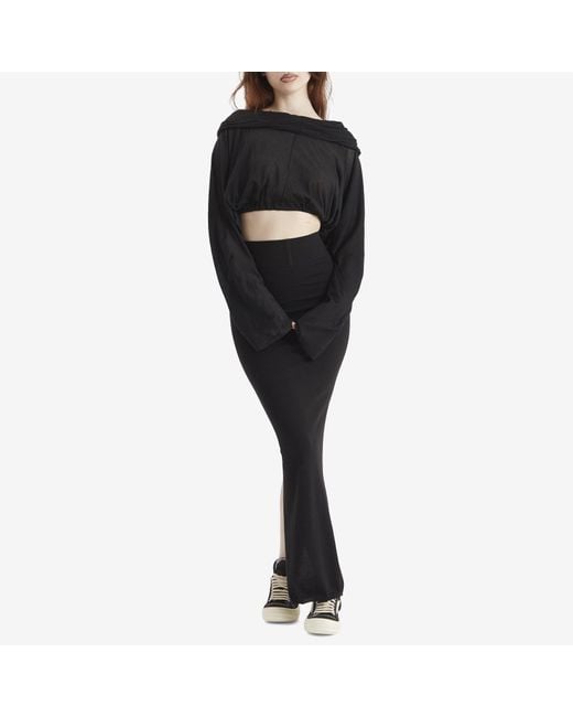 Rick Owens Black Cropped Hooded Tunic Top