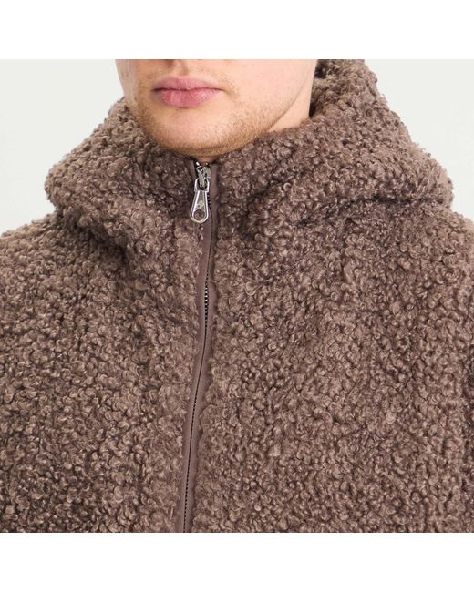 Cole Buxton Brown High Pile Zip Through for men