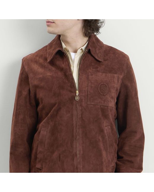 Drole de Monsieur Brown D Mirror Zipped Leather Jacket for men