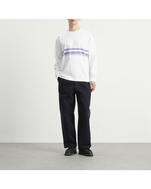 Norse Projects White Loften Nautical Stripe Long Sleeve T-Shirt for men
