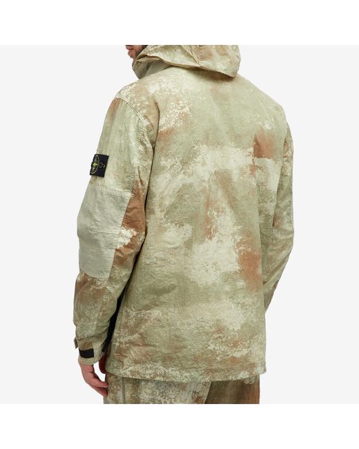 Stone Island Green Grid Camo Hooded Jacket for men