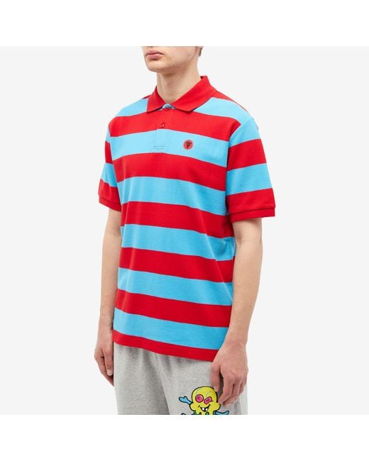 ICECREAM Red Striped Polo Shirt for men