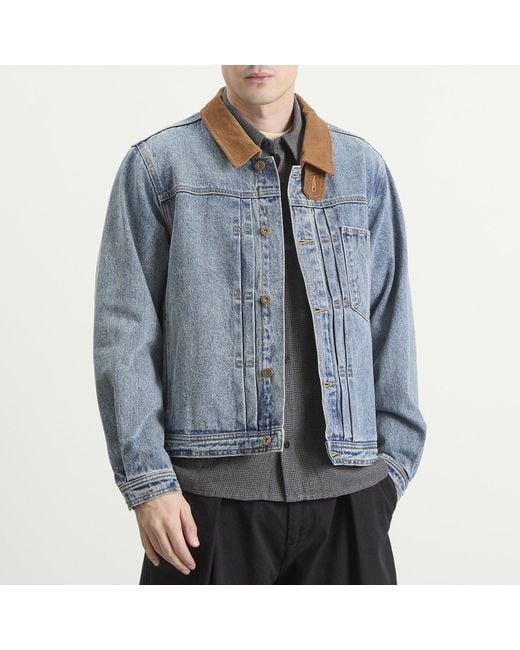 FRIZMWORKS Blue Washed Denim Trucker Jacket for men