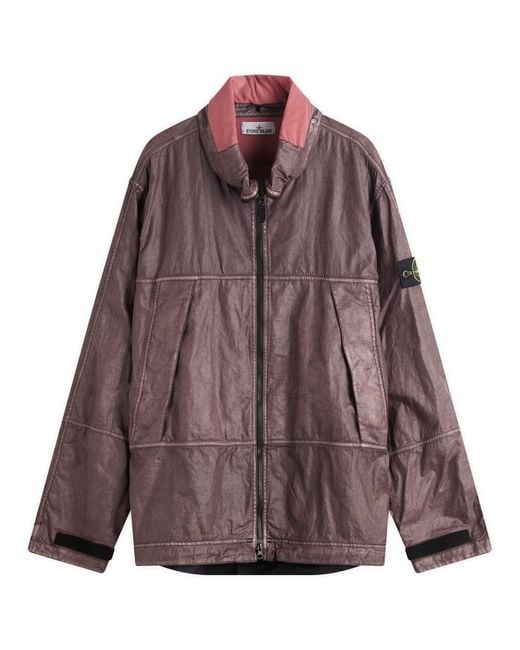 Stone Island Brown Raw Linen Plated-Ovd Short Parka Jacket for men